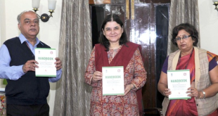 The Union Minister for Women and Child Development, Smt. Maneka Sanjay Gandhi releasing the Handbook on Sexual Harassment of Women at Workplace (Prevention, Prohibition and Redressal) Act, 2013, in New Delhi on December 07, 2015. The Secretary, Ministry of Women and Child Development, Shri V. Somasundaran and the Additional Secretary, Ministry of Women and Child Development, Ms. Nutan Guha Biswas are also seen.