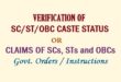 Verification of SC/ST/PBC Caste Status